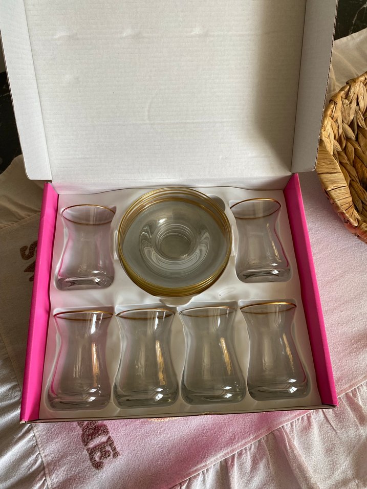 Altın Kenarlı İnce Cam Çay Seti - Görsel 2