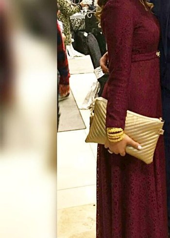 Bordo Kemerli elbise