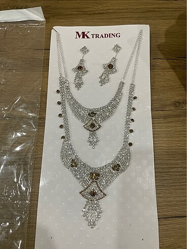 Taşlı Kolye küpe set