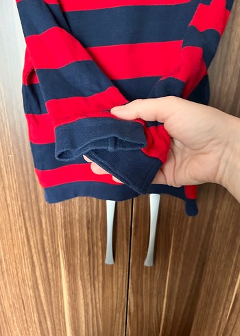 Koyu Kırmızı Çizgili Erkek Çocuk Triko Sweatshirt - Görsel 3