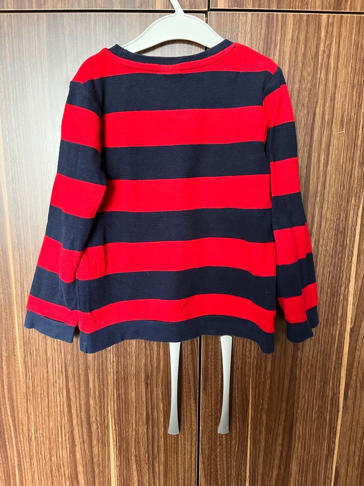 Koyu Kırmızı Çizgili Erkek Çocuk Triko Sweatshirt - Görsel 2