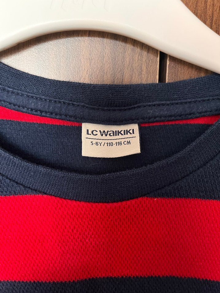 Koyu Kırmızı Çizgili Erkek Çocuk Triko Sweatshirt - Görsel 4