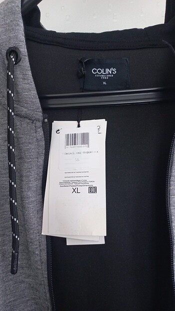 xl Beden gri Renk COLİN'S Fermuarlı Kapüşonlu Gri Sweatshirt XL
