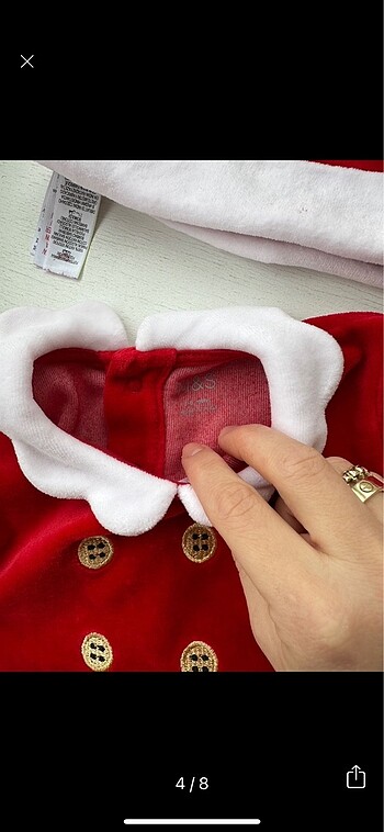 3 Ay Beden kırmızı Renk M&S noel baba takım (yılbaşı takım)