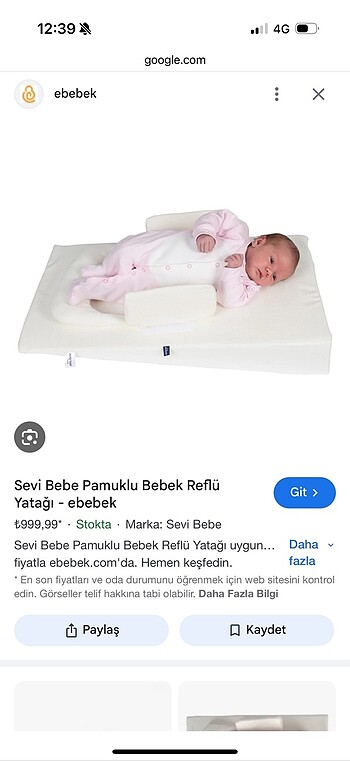 Bebek reflü yatağı/yastığı