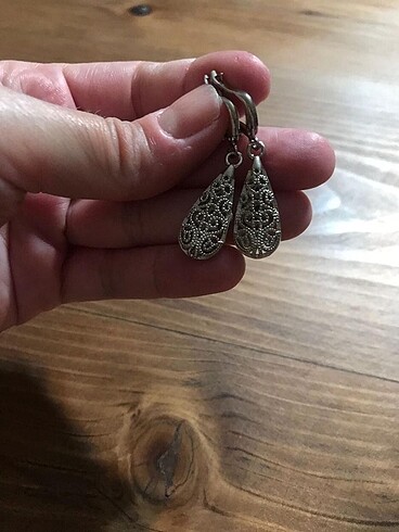Vintage tarz telkari desen damla küpe