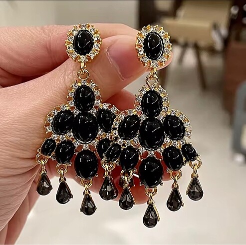 Diğer Vintage barok tarz siyah küpe