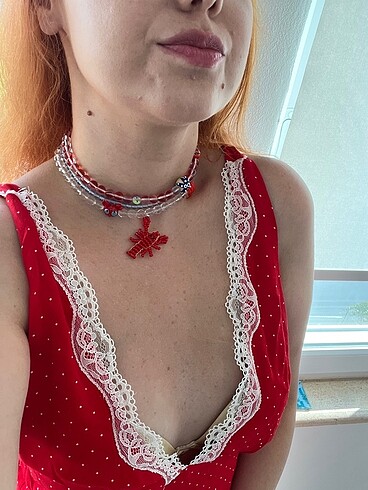 Beden Denizi mercanları temalı choker