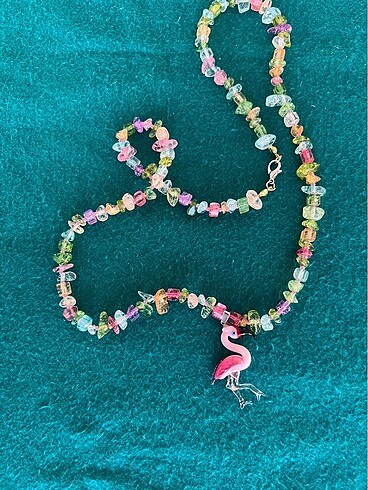 Kırık renkli necef flamingo kolye