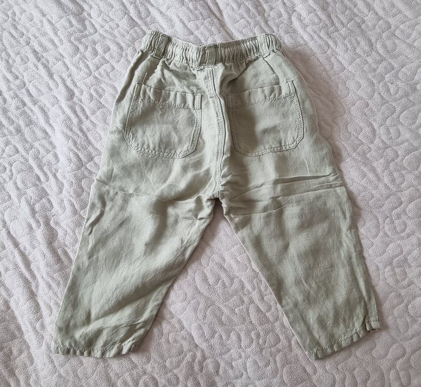 açik yeşil Erkek Çocuk Keten Rahat Kesim Pantolon - Görsel 2