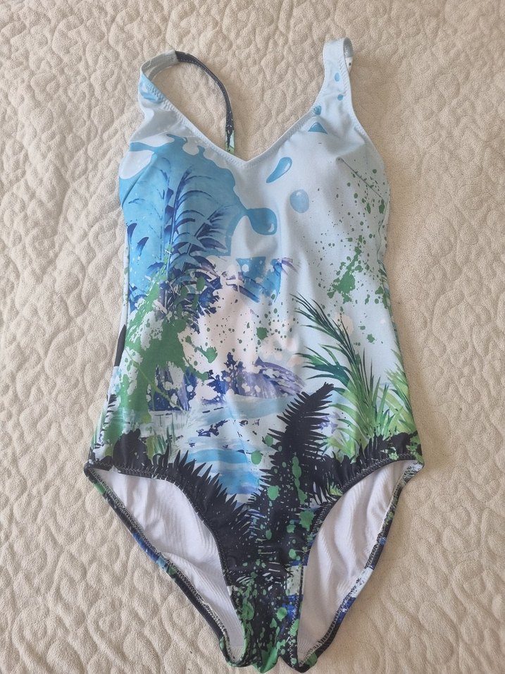 Mavi Batik Desenli Atletik Kadın Mayo - Görsel 3