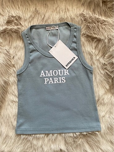s Beden mavi Renk Bershka Crop Top Askılı S-M-L