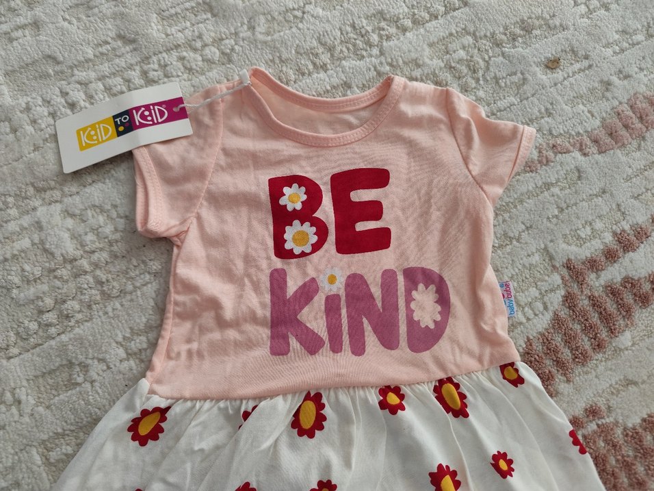 Kısa Kollu Çiçekli Kız Elbisesi - Görsel 2