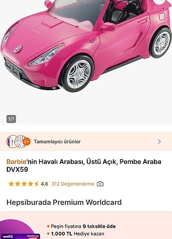 Barbie üstü açık pembe araba