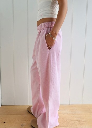 Diğer Kadın Pudra Pembe Çizgili Pijama pantolon