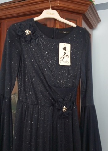 Arı Siyah Uzun Kollu Gotik Kadın Abiye Elbise