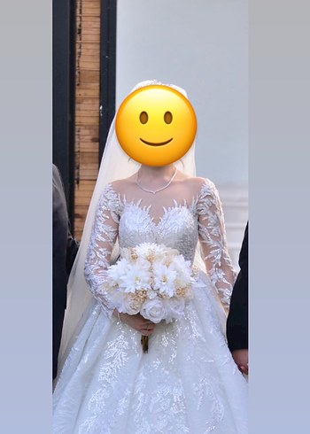 Uzun Kollu Modern Klasik Prenses Gelinlik - Görsel 6