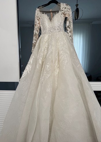 Uzun Kollu Modern Klasik Prenses Gelinlik - Görsel 4