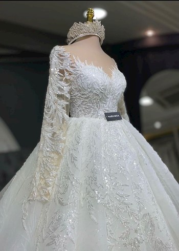 Uzun Kollu Modern Klasik Prenses Gelinlik - Görsel 3