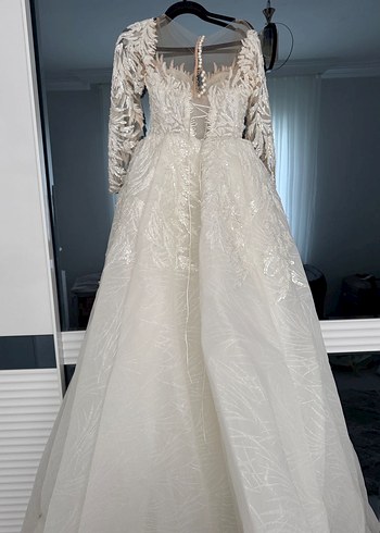 Uzun Kollu Modern Klasik Prenses Gelinlik - Görsel 5