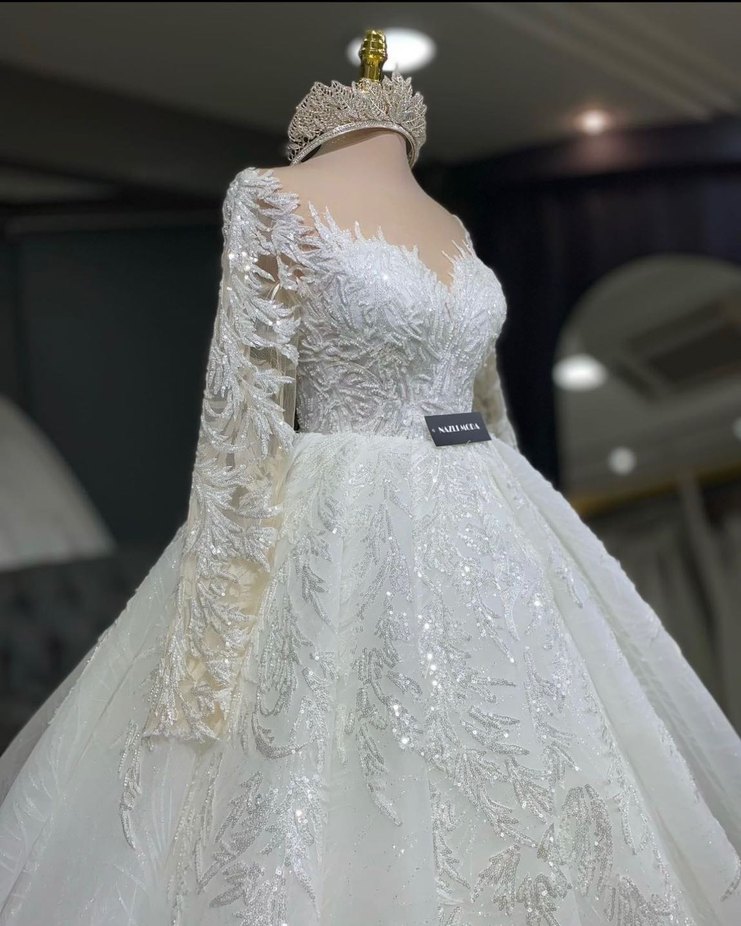 Uzun Kollu Modern Klasik Prenses Gelinlik - Görsel 3