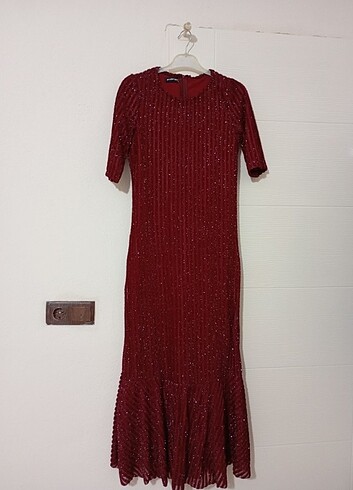 38 Beden bordo Renk Elbise