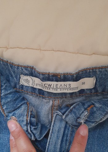 Düğmeli Gri Baskılı Midi Kadın Kot Pantolon