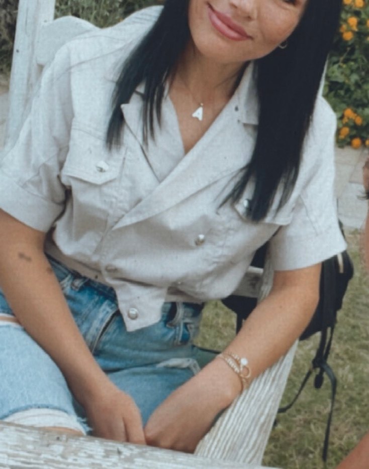 Düğmeli Kısa Kollu gri Kadın kısa Ceket tulumdan kesilme - Görsel 3