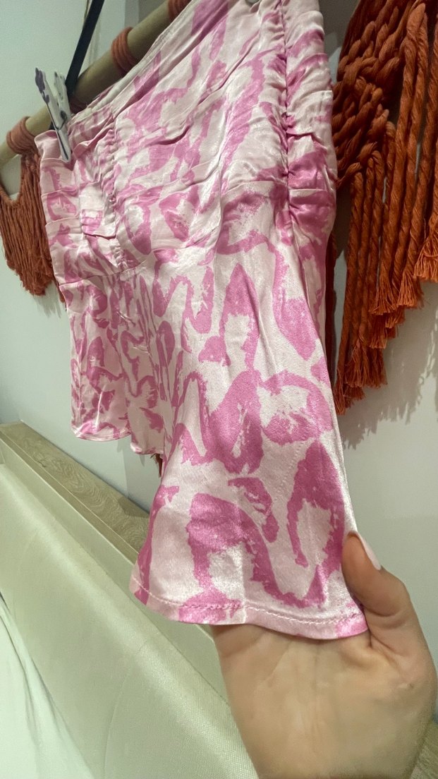 Pembe Pilili saten Mini Etek - Görsel 2