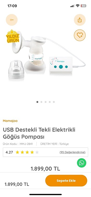 diğer Beden Süt sağma pompası mamajoo