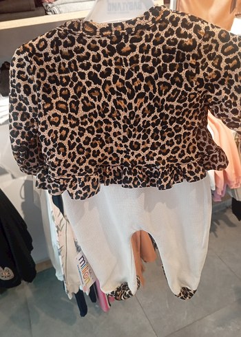 Kız Bebek  Leopar Desenli tulum Bolero - Görsel 2