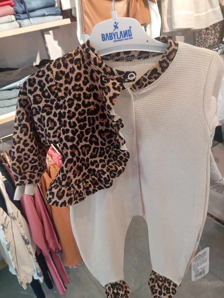 Kız Bebek  Leopar Desenli tulum Bolero - Görsel 3