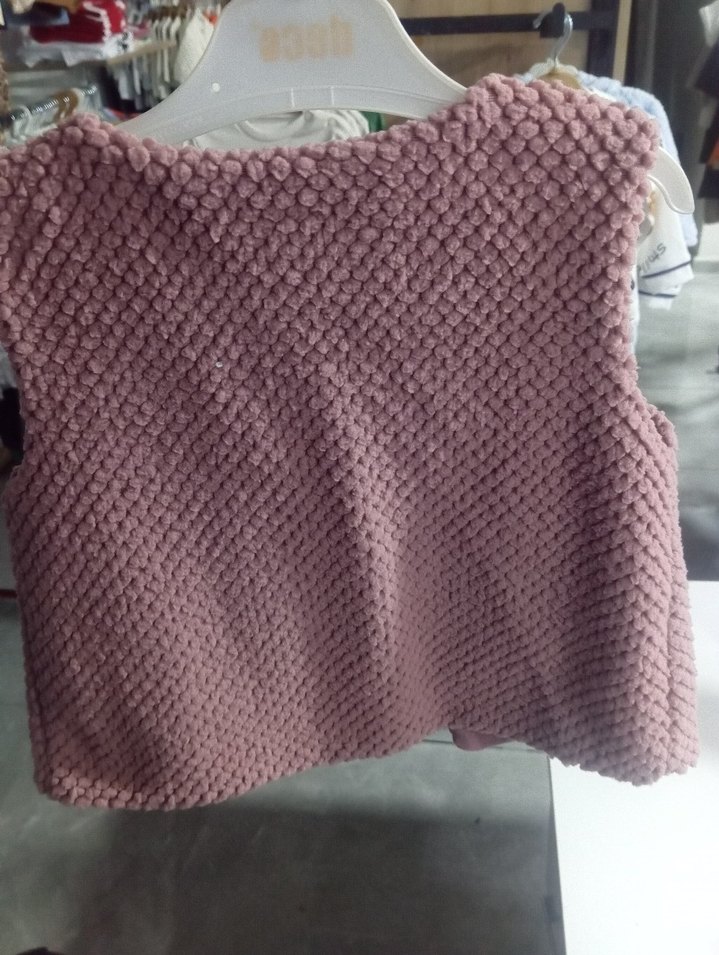 Kız Çocuk Pudra Renk Örgü Yelek - Görsel 2