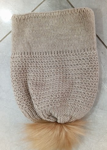 Bej Örgü Kadın Bere Papatya Detaylı - Görsel 2