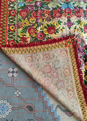 Antika Kilim Desenli İpek Duvar Halısı (1.20x1.20m)) - Görsel 4