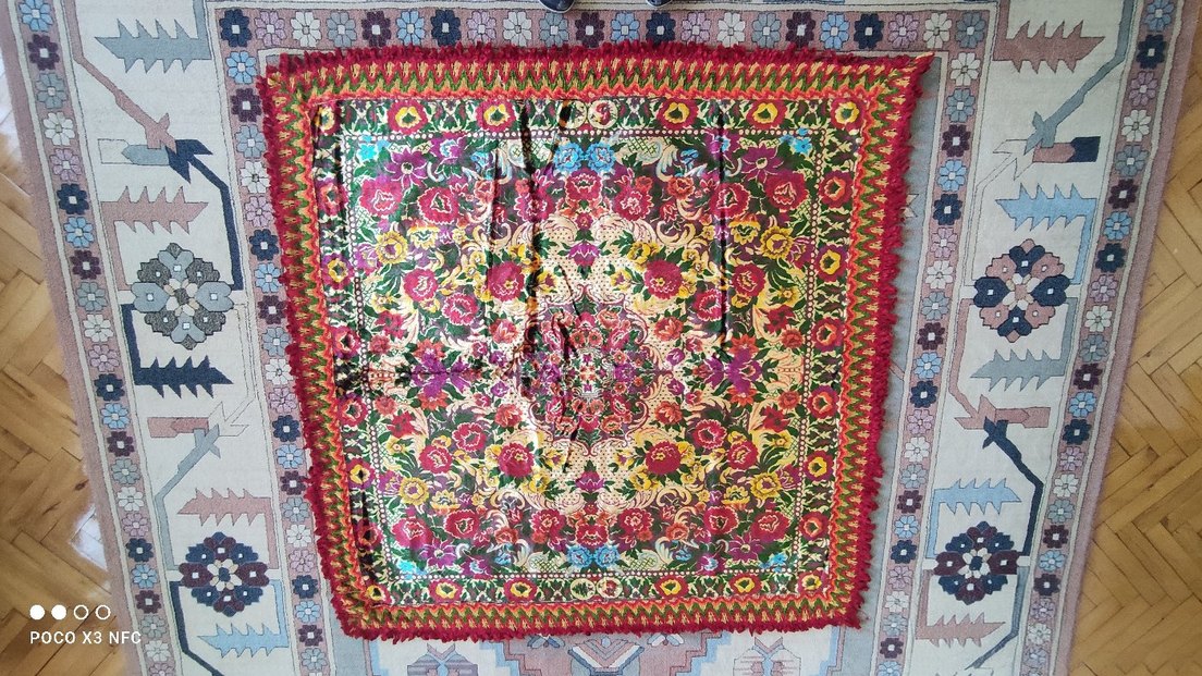 Antika Kilim Desenli İpek Duvar Halısı (1.20x1.20m)) - Görsel 3