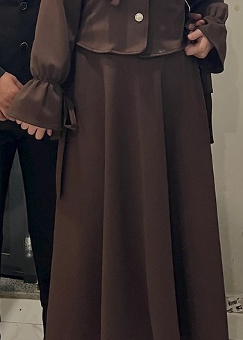 Kadın Uzun Kahverengi Klasik Takım - Görsel 2