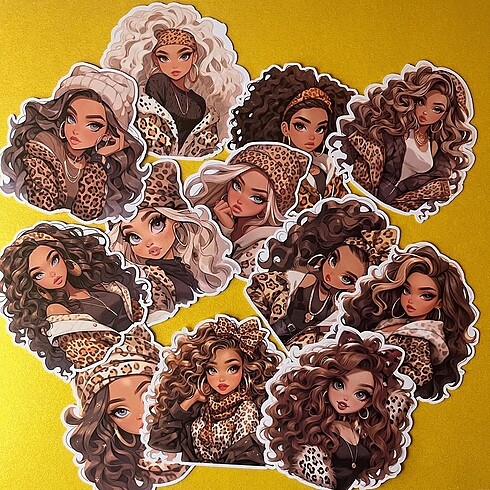 Leopar Kızlar Sticker seti