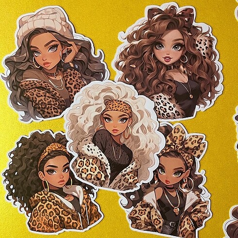  Leopar Kızlar Sticker seti