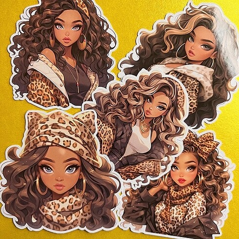  Beden Leopar Kızlar Sticker seti