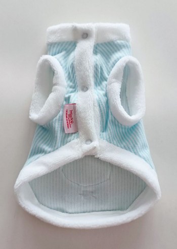 XS /S Beden Mavi Nakışlı Peluş Detaylı kedi Köpek Kıyafeti - Görsel 2