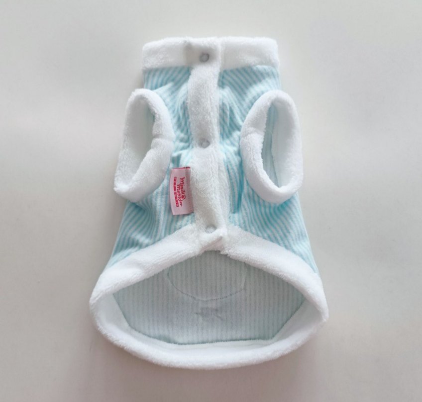 XS /S Beden Mavi Nakışlı Peluş Detaylı kedi Köpek Kıyafeti - Görsel 2