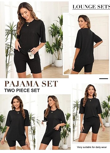 m Beden siyah Renk Nadeer İkili Pijama Takımı