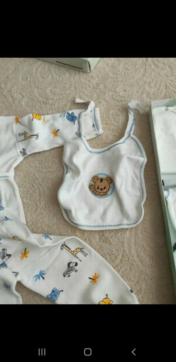 Nakışlı Beyaz Bebek Hastane Kıyafeti Seti - Görsel 5