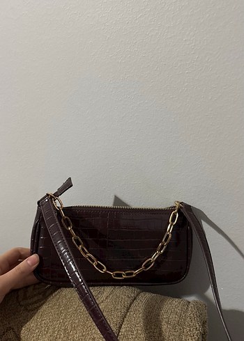 Zincir Detaylı Yılan Desenli Deri Çanta - Görsel 2