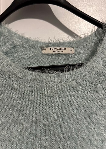 Açık mavi Peluş Detaylı Kadın Yün Kazak - Görsel 3