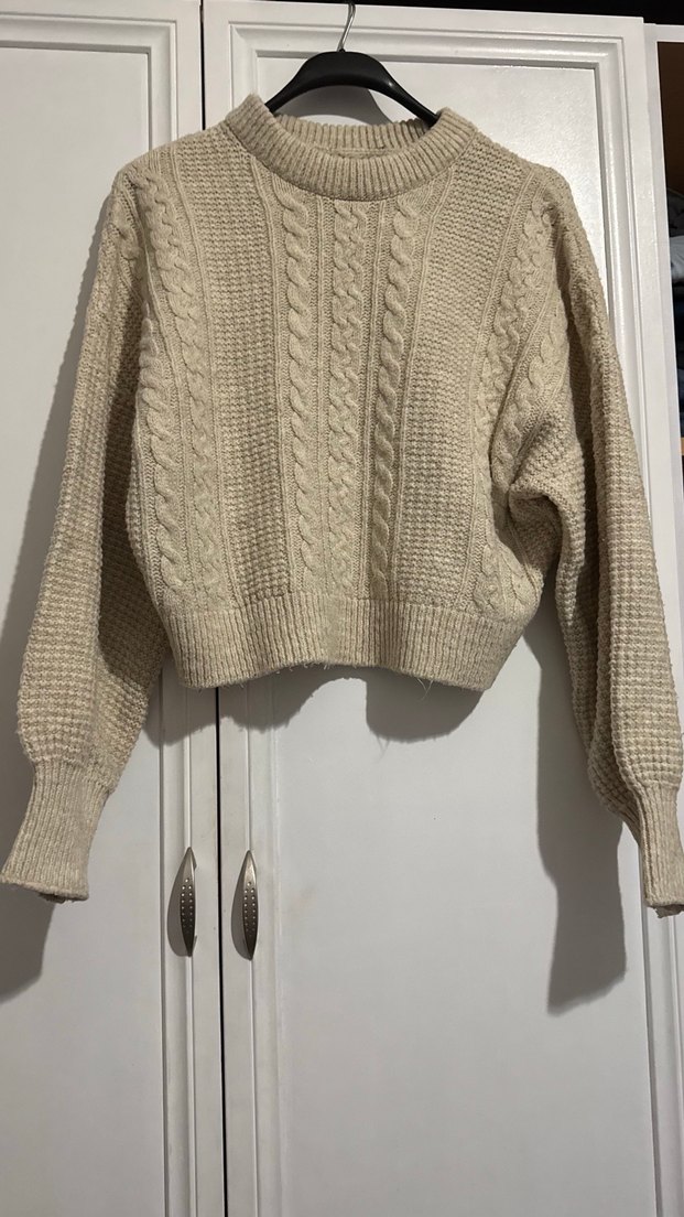 Bej Örgü Kadın Kazak - Görsel 2