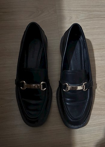 Siyah Deri Tokalı Kadın Loafer - Görsel 2