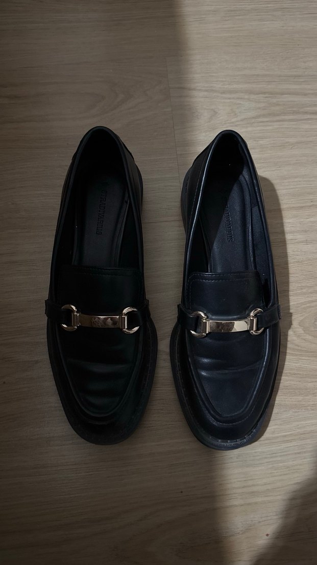 Siyah Deri Tokalı Kadın Loafer - Görsel 2