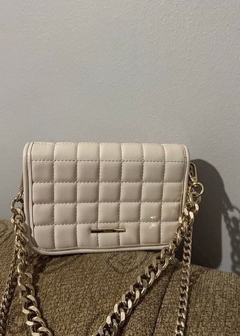 Bej Deri Zincir Detaylı Kadın Çanta - Görsel 2